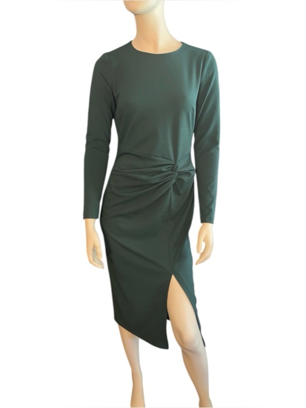Calvin Klein Long Sleeve Midi Dress Hunter Green Size 4 NWT